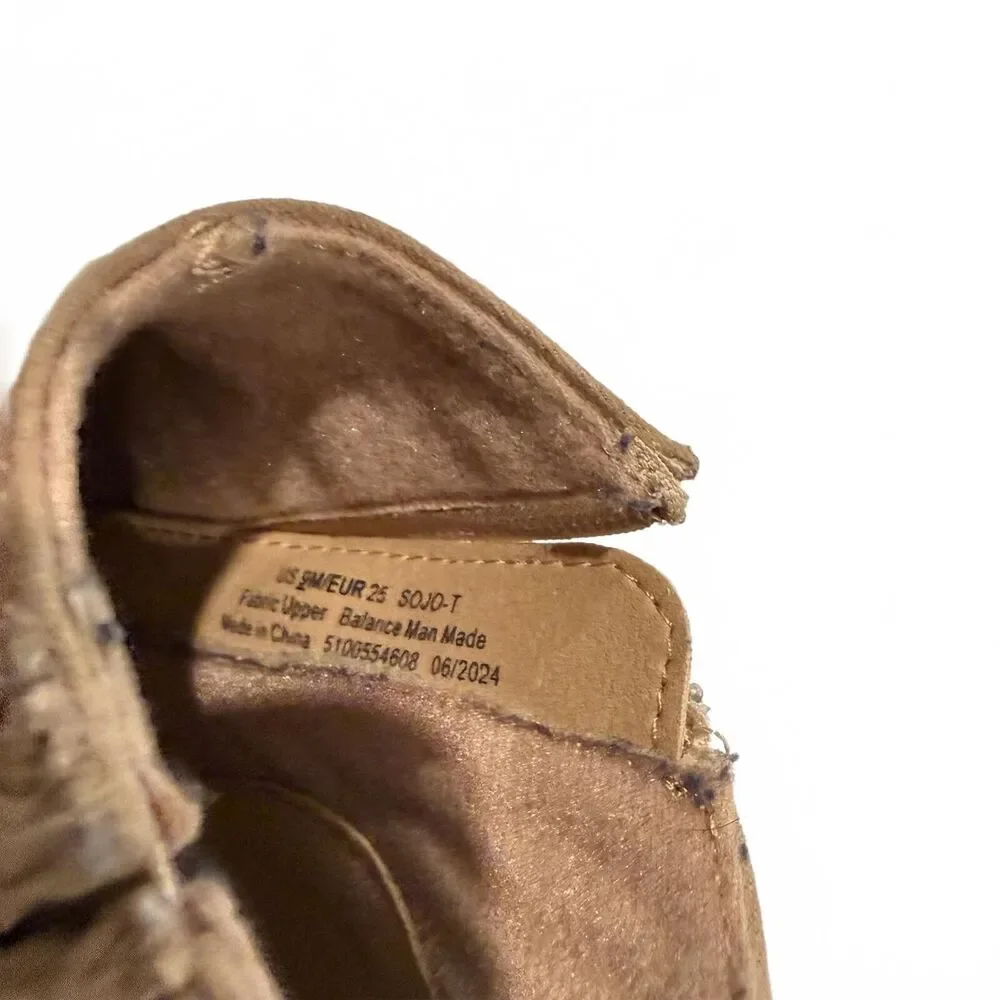 Blowfish Tan Suede Ankle Boots with Braided Detail Toddler 9